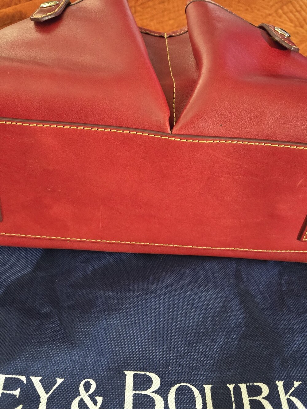 :Dooney & Bourke Florentine Leather Satchel Red Large 14" Dust Bag & Coin Pouch - Picture 3 of 12